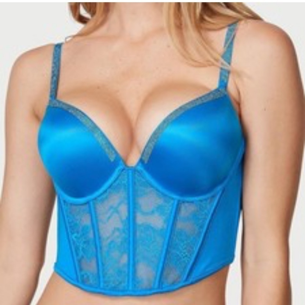 Victoria's Secret Blue Satin Lace Bra